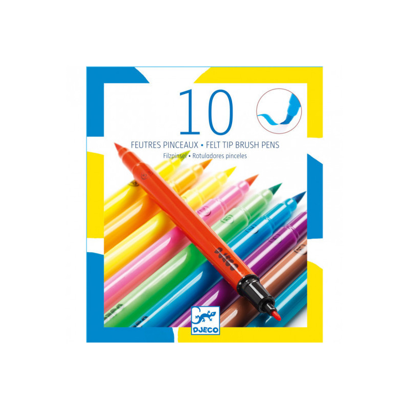 Djeco - Pop colours, 10 felt brushes