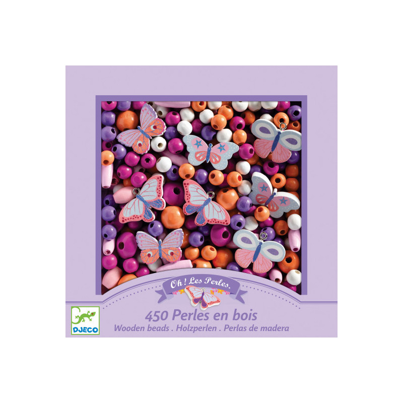 Djeco - Wooden beads, Butterflies