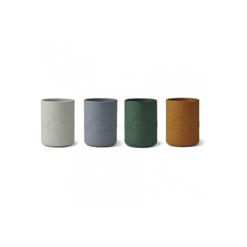 Liewood- Ethan Silikon mugg 4-pack , Dino blue multi mix