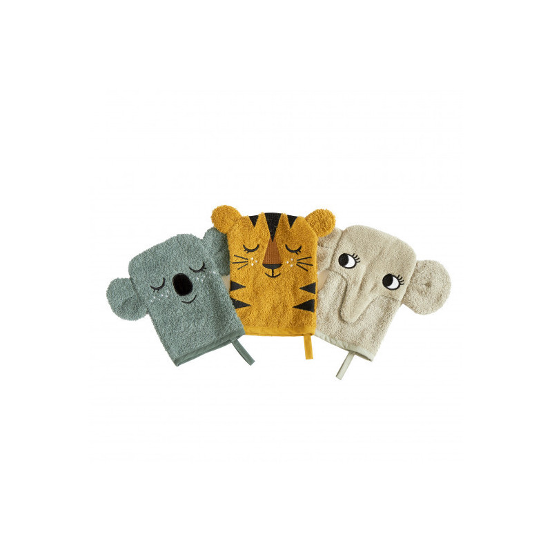 Roommate - Wash Gloves, Koala/Tiger/Elefant