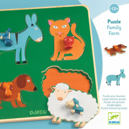 Djeco - Family Farm Puzzle, 4 pcs