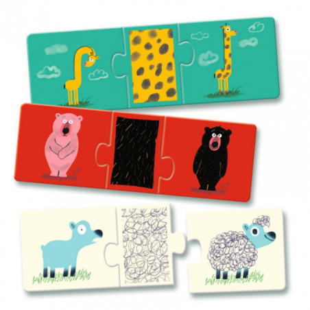 Djeco - Puzzle Trio Naked Animals