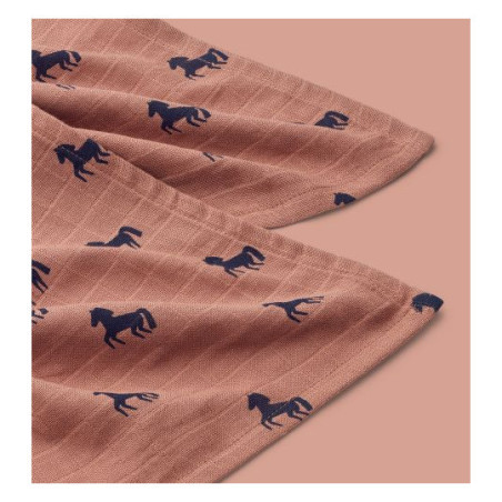 Liewood - Lewis Muslinfilt 2-Pack, Horses Dark Rosetta