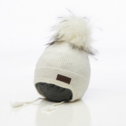 Honey and Lemon - Babymössa Bunny,  Single pompom 3-18 mån Vit