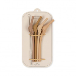 Konges slöjd - 4-pack Sugrör i silikon, Rosesand mix