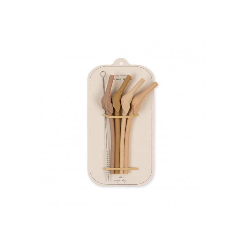 Konges slöjd - 4-pack Sugrör i silikon, Rosesand mix