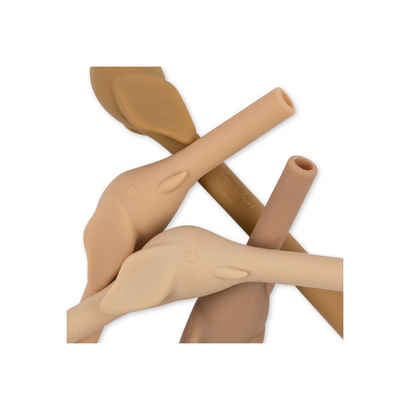 Konges slöjd - 4-pack Sugrör i silikon, Rosesand mix