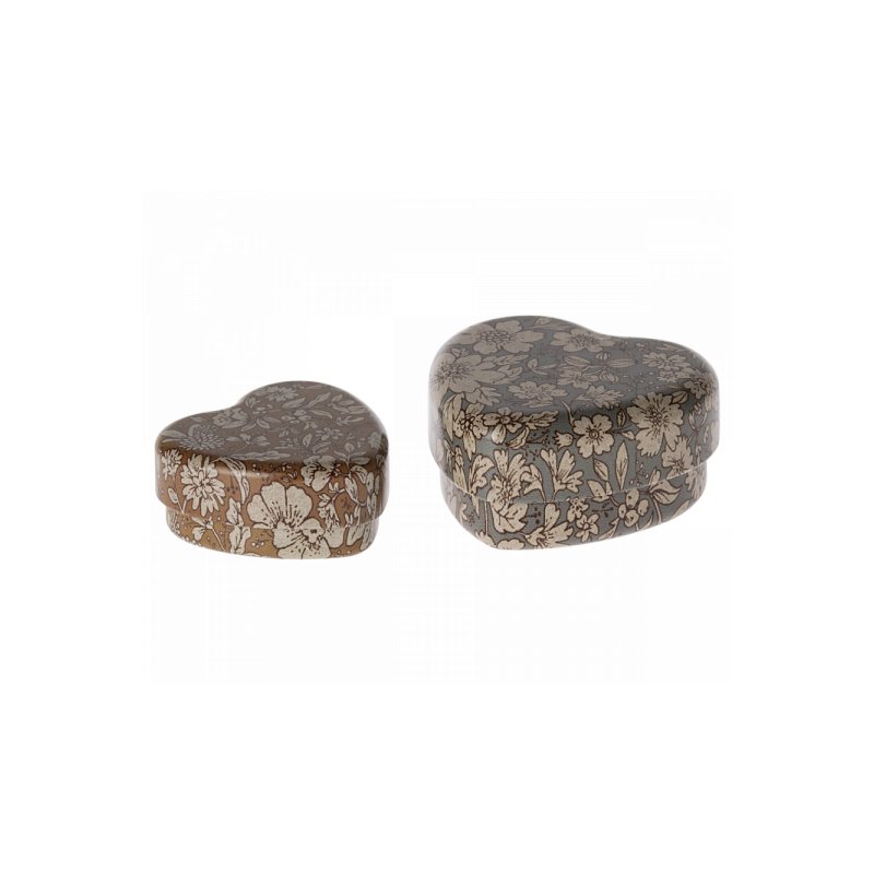 Maileg - 2 pack Hjärtask, Blue/Orcher Blossom