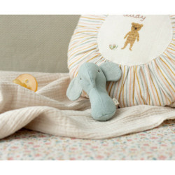 Maileg - Lullaby friends, Elephant rattle - Light dusty blue