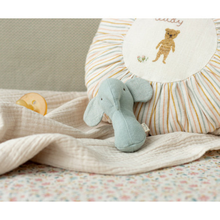 Maileg - Lullaby friends, Elephant rattle - Light dusty blue