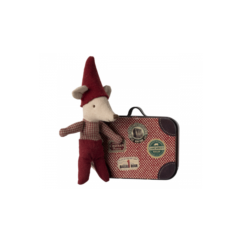 Maileg - Christmas Mouse, babymus i resväska