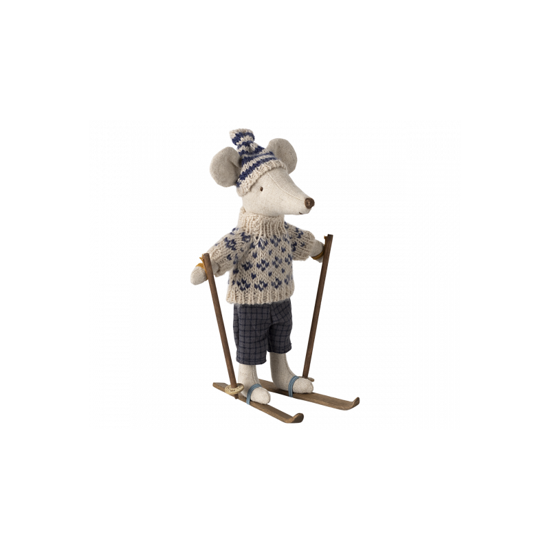 Maileg - Pappa mus på skidor - Blue