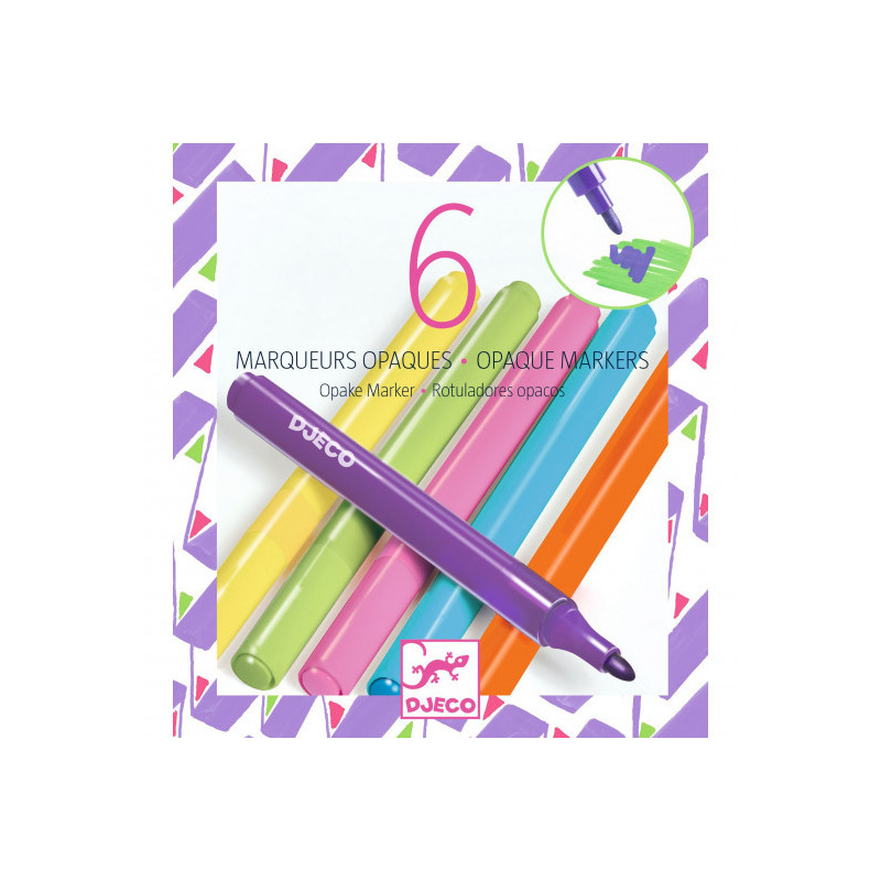 Djeco - 6 Opaque Markers - 80s