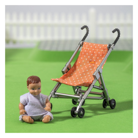 Lundby - Dockhusdockor, Bebis med paraplyvagn