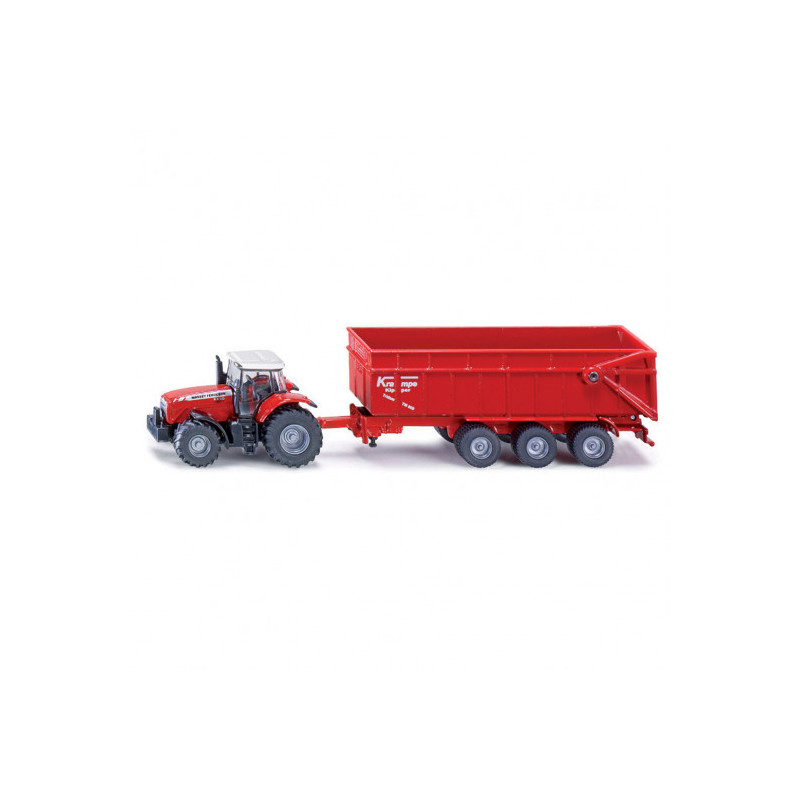 Siku - Traktor M.F,3-Axlat Släp 1:87