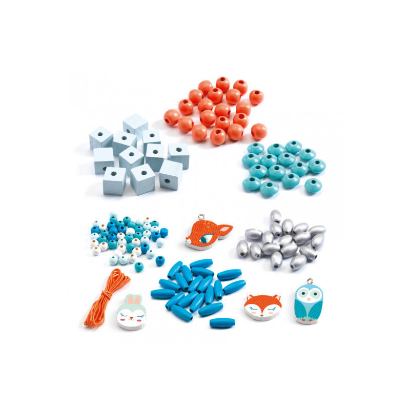 Djeco - Wooden beads, Small animals