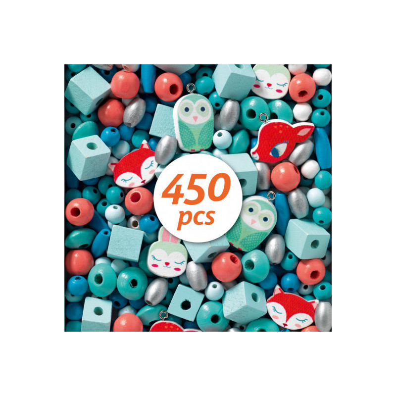 Djeco - Wooden beads, Small animals