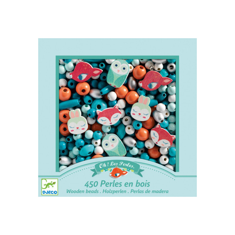Djeco - Wooden beads, Small animals