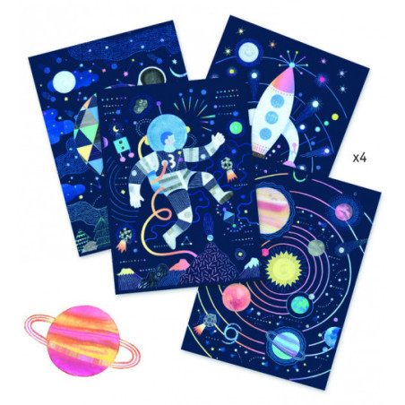 Djeco - Scratch card, Cosmic mission