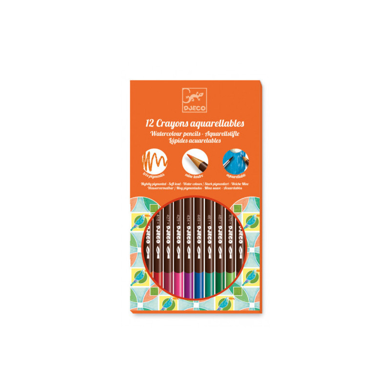 Djeco - 12 Watercolour Pencils - Classic